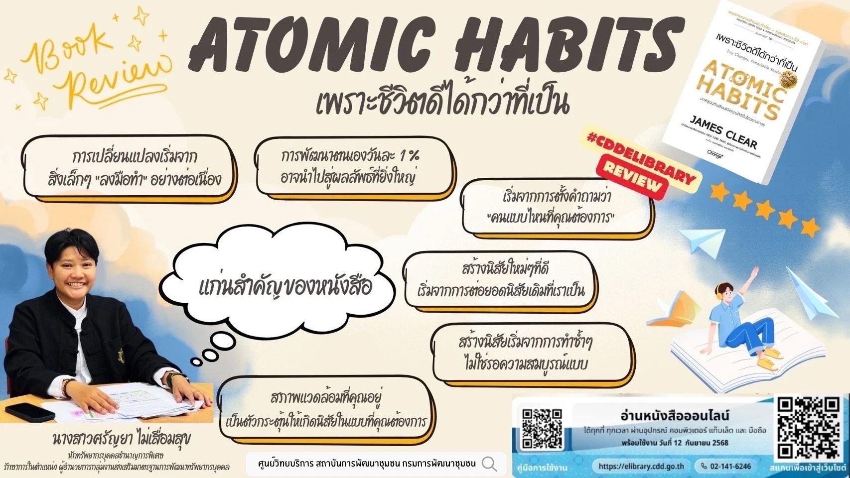 ชวนเปิดมุมมองใหม่! รีวิวหนังสือ Atomic Habits เพราะชีวิตดีได้กว่าที่เป็น ผ่าน  E-Library กรมการพัฒนาชุมชน