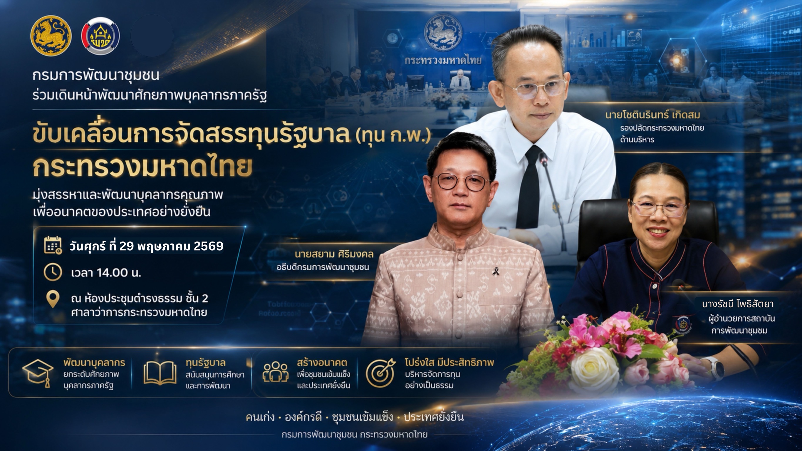 กรมการพัฒนาชุมชน ร่วมเดินหน้าพัฒนาศักยภาพบุคลากรภาครัฐ ประชุมคณะกรรมการเฉพาะกิจขับเคลื่อนการจัดสรรทุนรัฐบาล (ทุน ก.พ.) ประจำปี 2568