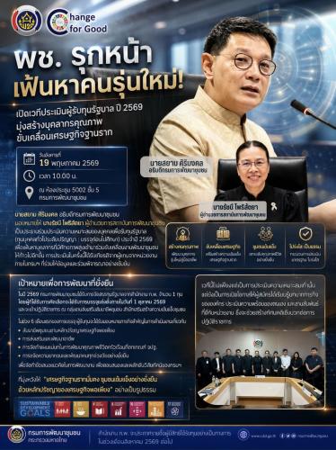 พช. รุกหน้าเฟ้นหาคนรุ่นใหม่! เปิดเวทีประเมินผู้รับทุนรัฐบาล ปี 2569 มุ่งสร้างบุคลากรคุณภาพขับเคลื่อนเศรษฐกิจฐานราก